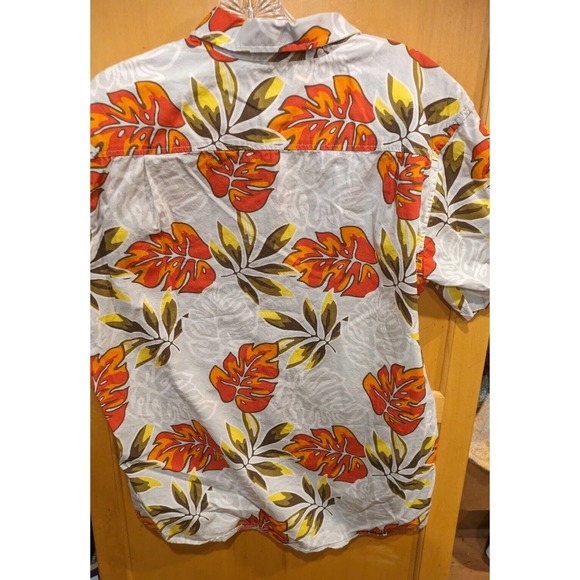 Hurley Short Sleeve Shirt Mens Medium Cotton Collared Button Up Tan Floral - Picture 3 of 3